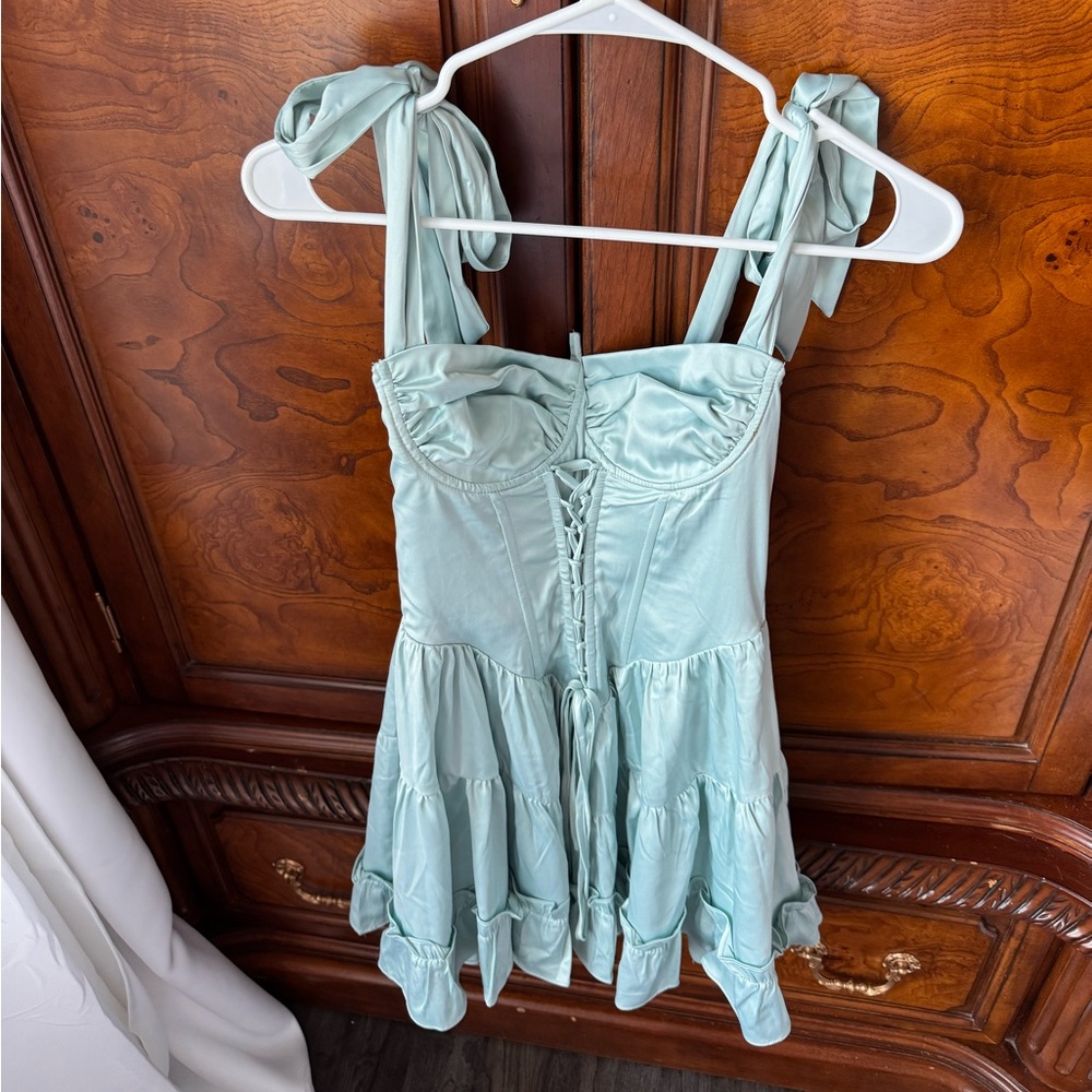 From Dolls Kill - Seafoam Green Corset-Style Dress